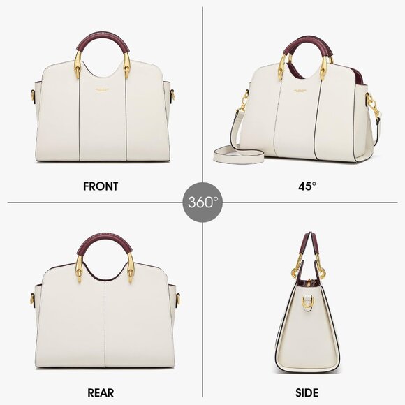 Luxury Ladies Leather Tote with Zipper Closure - Elegant Everyday Satchel - Picture 4 of 6